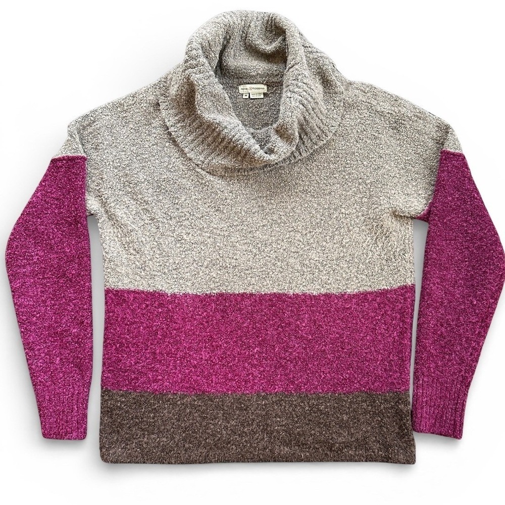 Royal Robbins Cowl Neck‎ Sweater Women M Magenta Colorblock Boucle Excellent